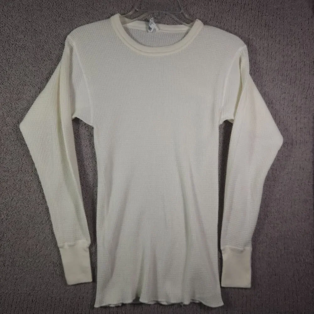 VTG NOS 80s JE Morgan Thermal Shirt Long Johns Men M White Waffle Knit USA Made